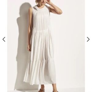NWT Vince - Shirred Sleeveless Off White Maxi Dress